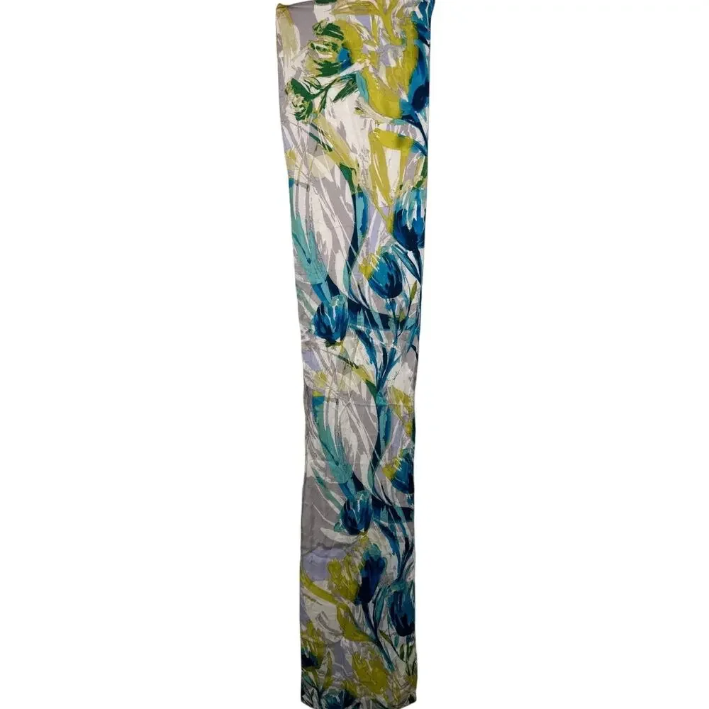 Cynthia Rowley 100% silk watercolor floral rectangle long scarf 12.5 x 64
